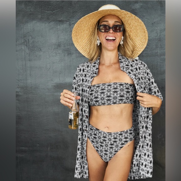 NEW! Kenny Flowers THE Pedregal Bandeau Bikini Top Floral Black SZ S, M - Picture 4 of 14